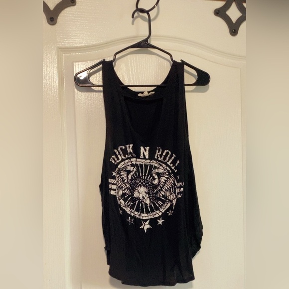 Tops - Black Rock N Roll Graphic Tank Top